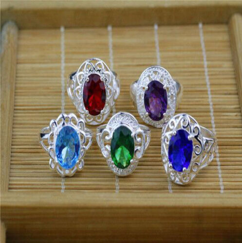 Wholesale 925 SILVER PLATE 5PCS lots Fashion Jewelry Crystal CZ Rhinestone Ring