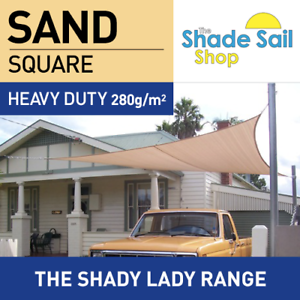 Square SAND 3m x 3m Shade Sail Sun Heavy Duty 280GSM Outdoor BEIGE 3  x 3 M