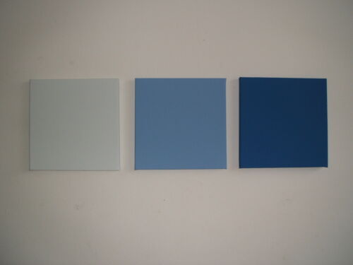 HAND PAINTED MODERN ART CANVAS'S SHADES OF BLUE 20CM/30CM PLAIN,SQUARES,CIRCLES 