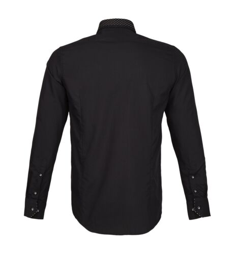 Guide london élégant shirt noir imprimé à pois col double grand l LS.73525 
