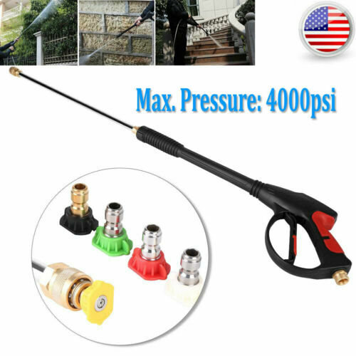High Pressure 4000PSI Car Power Washer Spray Gun Wand/Lance Nozzle Tip Hose Kits