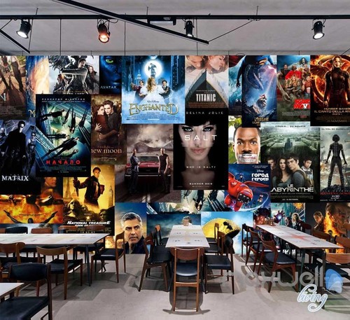 3D Movie Poster Puzzle Wall Paper Theatre Decals Print Decor Wallpaper