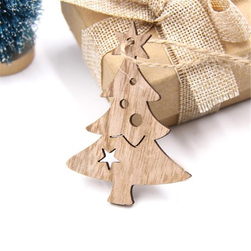 10 PCS Xmas Ornaments Christmas Wooden Pendants Decorations Christmas Gift#