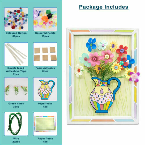 DIY Kit Children Handmade Creative Educational Toys Flower Button Bouquet Frame 
