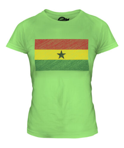 GHANA SCRIBBLE FLAG LADIES T-SHIRT TEE TOP GIFT GHANAIAN FOOTBALL