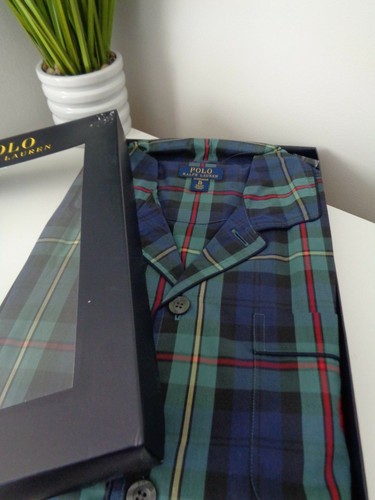 POLO Ralph Lauren Pigiama Verde Blu Plaid Pattern Cotone Pigiama Set Taglia XL