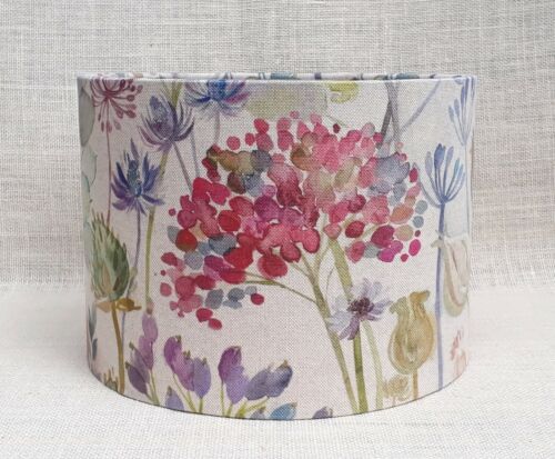 Voyage HEDGEROW linen pink country floral drum lampshade 15 20 25 30 35 40cm