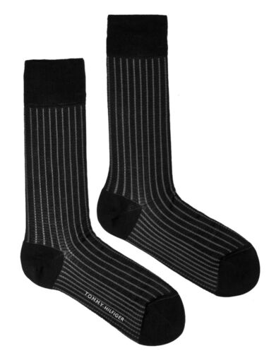 TOMMY HILFIGER Mens Pair 382017001 Vertical Striped Black Socks UK 6-8 > BNWT 