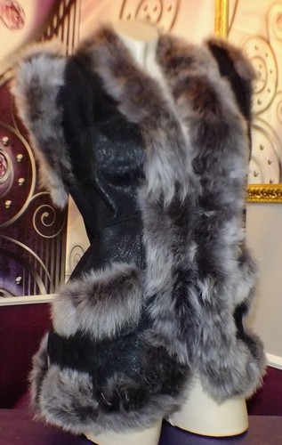 LUSSO DA DONNA DESIGNER GILET Lammfell con vera pelliccia toscana Taglia 38 NUOVO