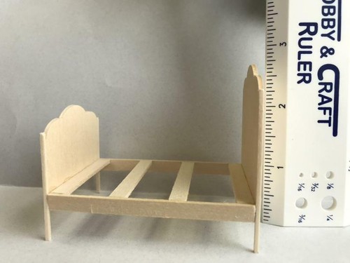 0002121 1:24 or 1//2/" Scale Double Bed Dollhouse Miniature Furniture Kit