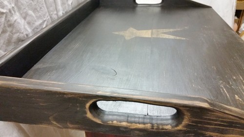 Primitive Stove Cover Noodle Board Hand Crafted Black w// Single Loop sided Star