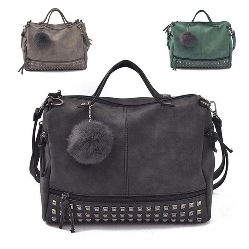 Women Large Rivet Leather Handbag Satchel Shoulder Bag Messenger Crossbody
