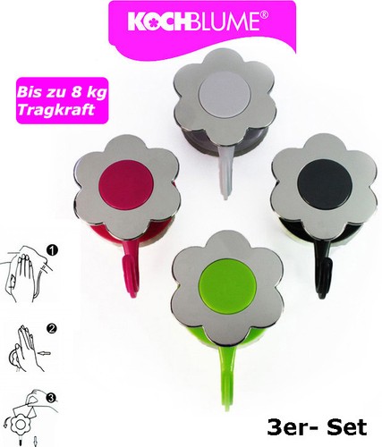 SET 3er Flower-Power Haken Silver Edition