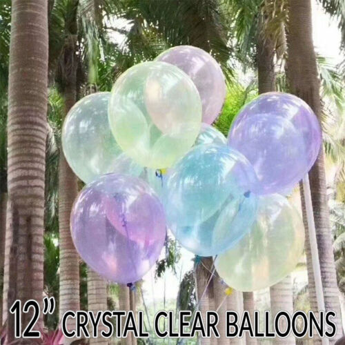 CLEAR TRANSPARENT 12/" Inch PREMIUM LATEX HELIUM BIRTHDAY PARTY BALLOONS NEW
