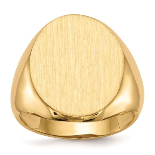 Size 9 MSRP $1084 14K Yellow Gold 20 MM Men's Oval Engravable Signet Ring 