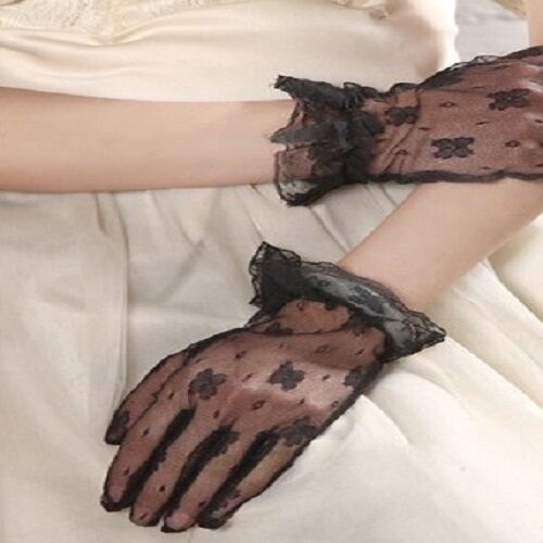 LACE Gloves Short Costume Gothic Burlesque Cocktail Vintage PUNK FAST FREE POST