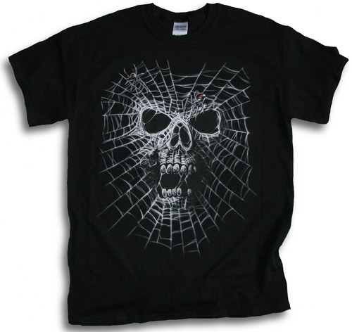 3XL Big Web Spider Arthropod Skull Goth Biker Mens Womens T Shirt Sm
