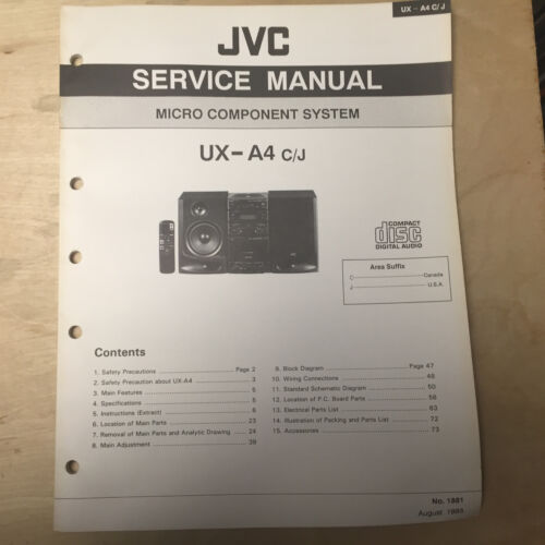 Original JVC Service Manual for UX Model Micro Component Systems~ Select One