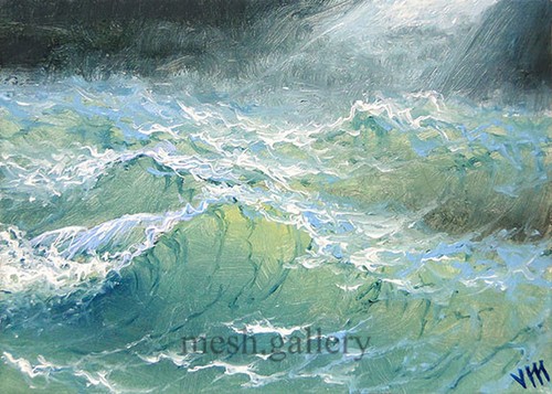 137-5x7 CANVAS GICLEE FINE ART PRINT SEASCAPE Pacific Ocean Wave Force Typhoon