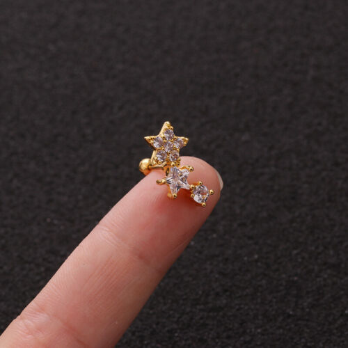 1PC Cz Star Flower Cartilage Stud Helix Rook Conch Screw Back Earring fashion