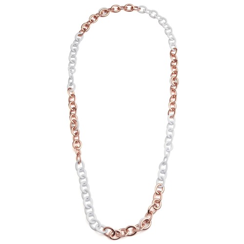 Details about / Rose Gold Plated 925 Sterling Silver and Rubber 36/" Link Necklace
