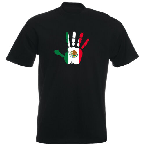 Handabdruck Palm Hand Print Mexico T-Shirt Mexiko Herren Flag Fahne 