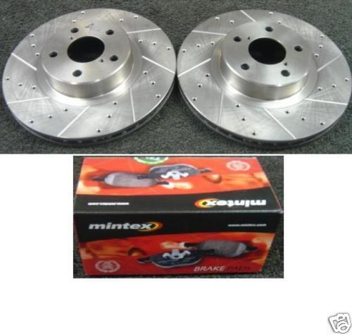 FOR IMPREZA WRX DRILLED GROOVED BRAKE DISC MINTEX  PADS