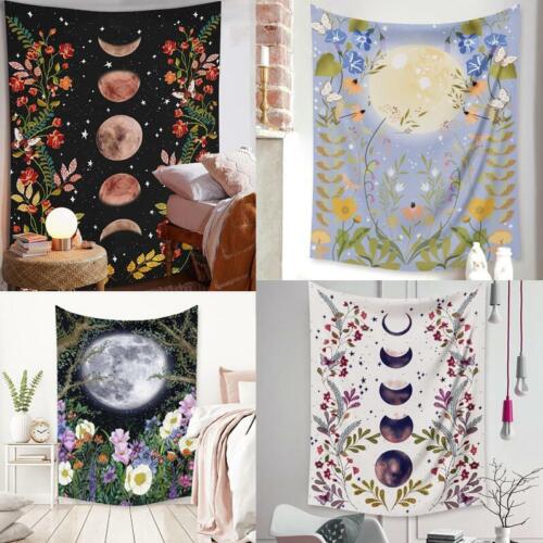 Psychedelic Moon Starry Tapestry Flower Wall Hanging Room Sky Carpet Tapestries 
