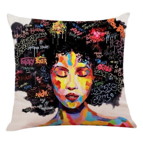 18/" Outdoor Decorative Throw Pillow Case Linen African Girl Women Cushion Covers