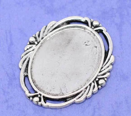 HQ Pendants Cabochon Setting Silver Tone M1420