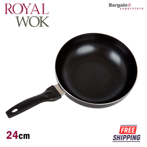 Carbon Steel Non Stick Wok Insulated Handle Round Cooking Pot Black 24-28 Cm
