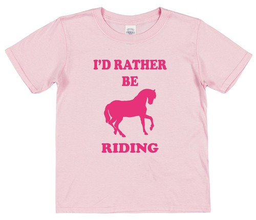 I/'D RATHER BE RIDING Children/'s Cotton Present Gift T-Shirt Kids Horse Pony