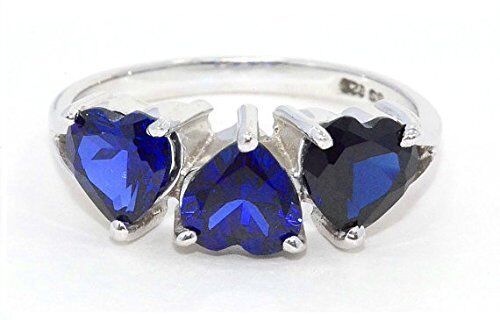 3 Ct Blue Sapphire Heart Ring .925 Sterling Silver 
