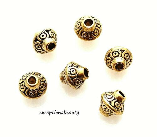 100 Tibetan Antiqued Gold 7x6mm Filigree Circles Bicone Bali Spacer Beads