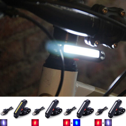 6Modes USB Rechargeable LED COB Bicycle Bike Cycling Front Rear Tail Light Lamp 