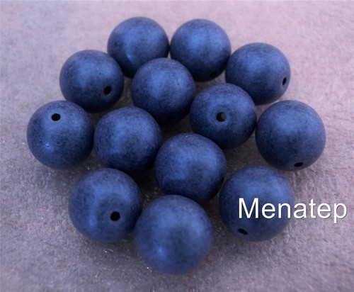 Metallic Suede Blue 10 10 mm Czech Glass Round Beads