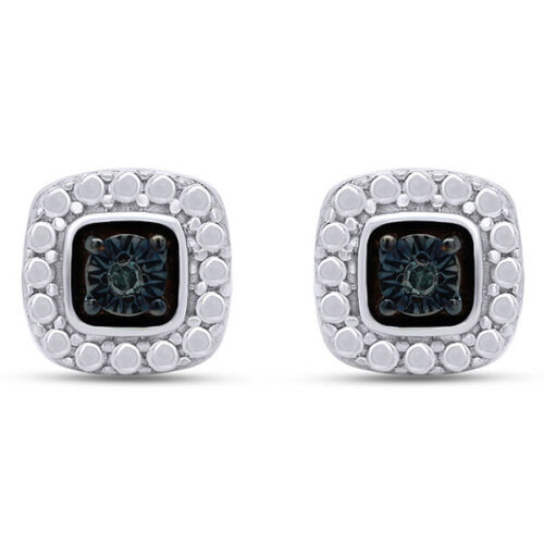 Details about   Enhanced Blue Diamond Accent Square Stud Earrings 14K White Gold Over Sterling 