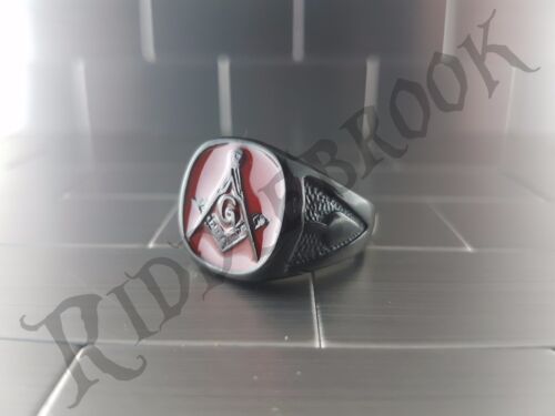 Black toned Stainless steel Masonic ring Masons biker freemason temple US 7-15
