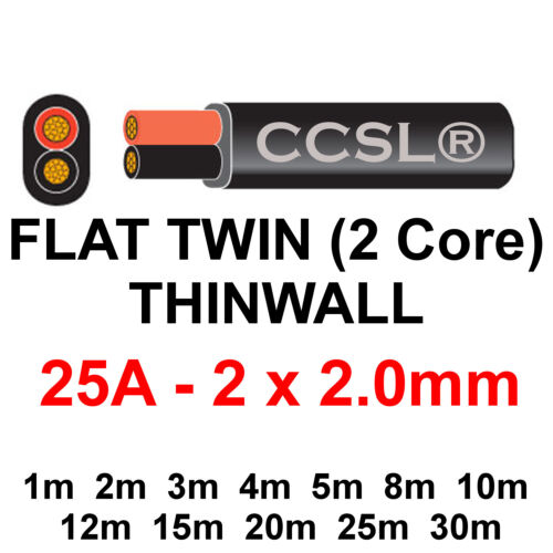 2 Core Twin Thinwall Red/Black 12V Auto Automotive Marine Cable Wire Wiring Loom 
