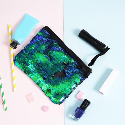 Reversible Mermaid Sequins Handbag Phone Storage Bags Makeup Case Zipper Purse