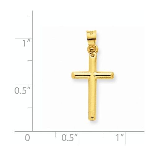 14k Yellow Gold Plain Polished Hollow Cross Charm Pendant