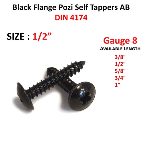 No.8 FLANGIA autofilettanti Pozi Pan Viti tipo AB Nero passivato F1622 4.2mmØ
