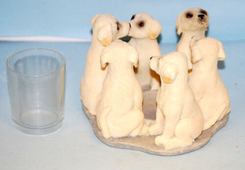 #P609 2002 Yellow Labs Circle of Friends Votive Candle Holder 