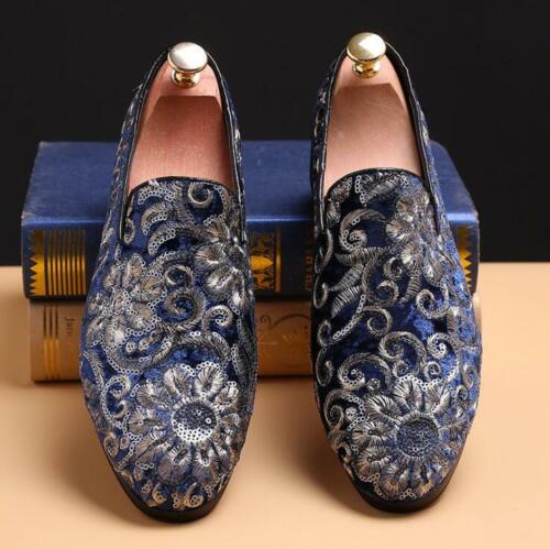 US 11.5 Mens Embroidery Floral Business Loafers Driving Formal Pumpes Shoes Zsel