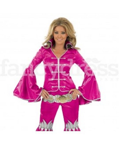 Dancing Queen Pink Top Trousers Belt Party Fancy Dress Halloween Medium Fun