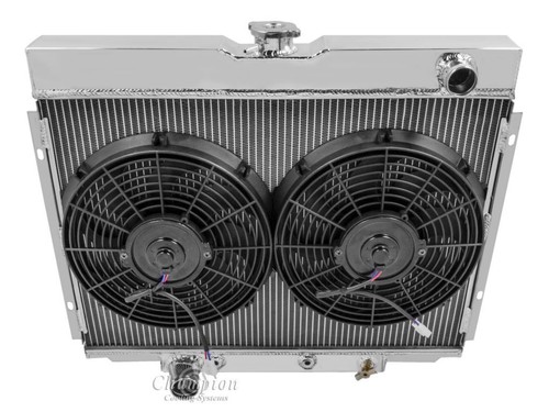 1967 68 69 70 Mustang Cougar 3 Row Champion Alum Radiator Fan Combo