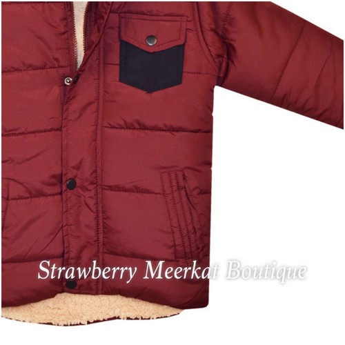 NEW Freaky Boys Padded /'Kevin/' Maroon School Winter Jacket Coat 3 4 5 6 7 8 9 10