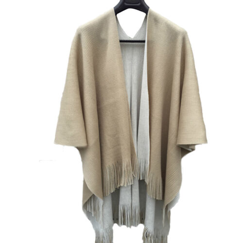 Winter Women Loose Knitted Cashmere Poncho Capes Shawl Cardigans Sweater Coats
