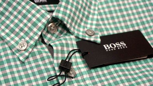 NWT $145 Hugo Boss Slim Fit Roddy Green Plaid Shirt Mens M L XL Short Sleeve NEW