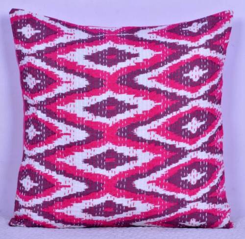 Indian Floor Pillow Cotton Floral Kantha Cushion Cover Embroidery Handmade 40x40